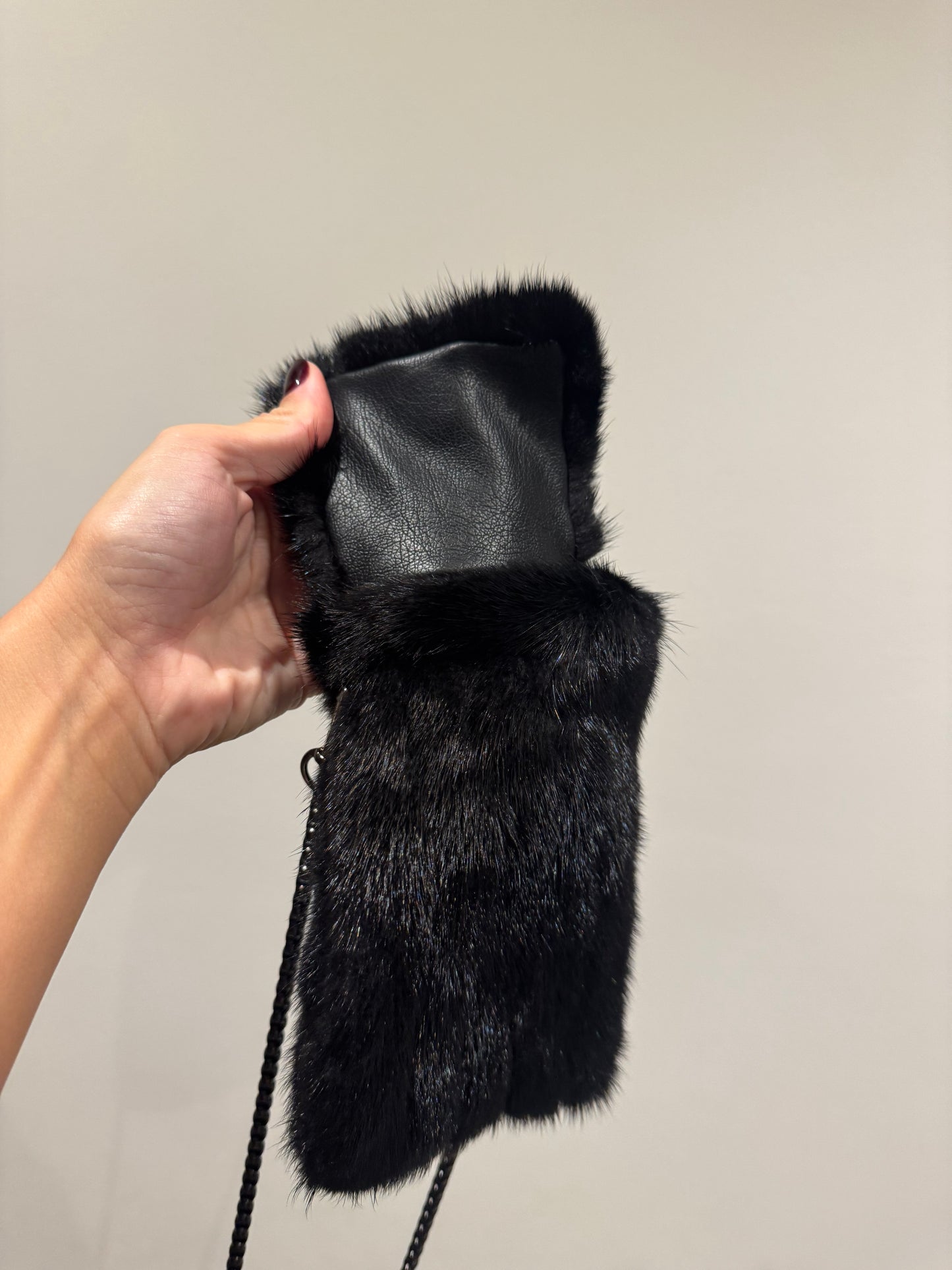 Real fur phone bag