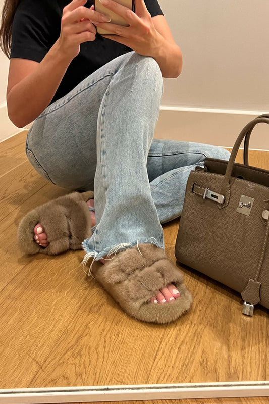 Mink Fur Slides